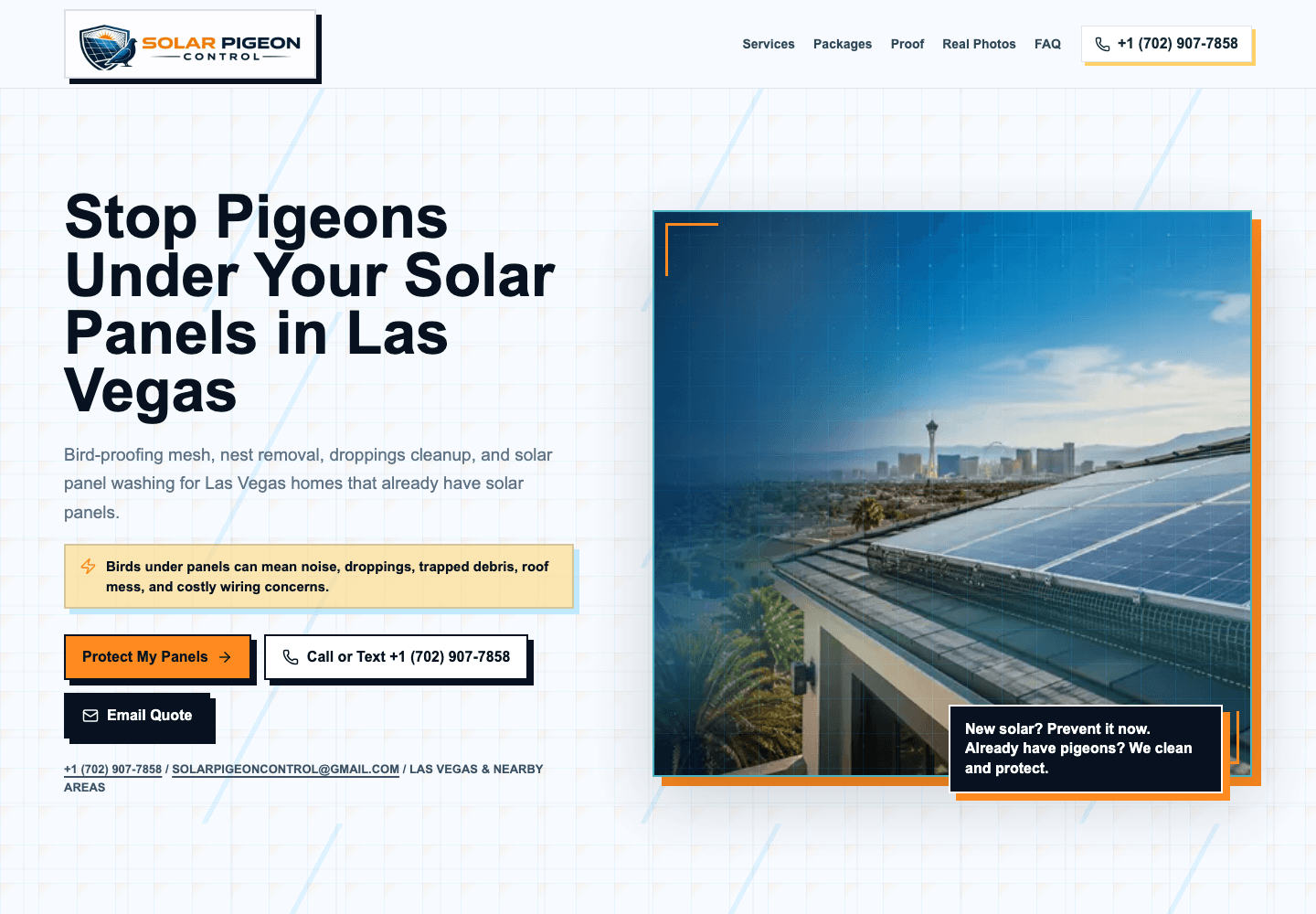 Solar Pigeon Control project interface